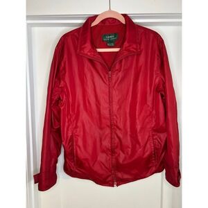 Vintage Lauren Ralph Lauren Red Windbreaker Jacket Mesh Lining Vents Mens Medium